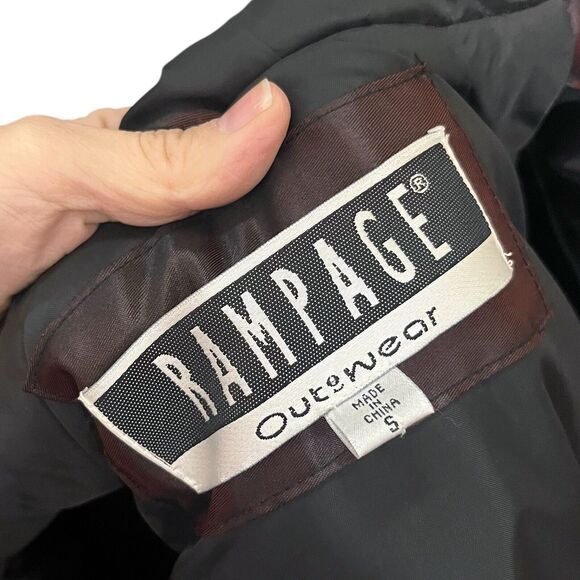 Y2K Rampage Quilted Puffer Jacket Hooded Faux Fur Trim Red Iridescent - Picture 7 of 9